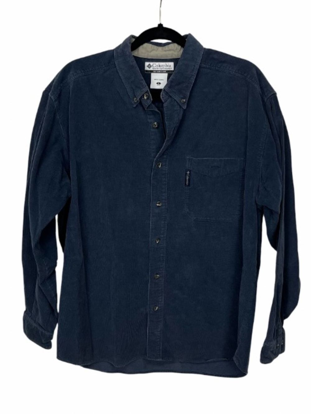 Columbia Corduroy Blue Button Down Men’s Shirt, Size Large